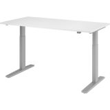 Steh-Sitz-Schreibtisch ECONOMY silver | elektrisch h�henverstellbar | B160 x T80 cm | Wei� classic