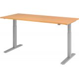 Steh-Sitz-Schreibtisch ECONOMY silver | elektrisch höhenverstellbar | B180 x T80 cm | Buche