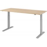Steh-Sitz-Schreibtisch ECONOMY silver | elektrisch höhenverstellbar | B180 x T80 cm | Eiche