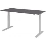 Steh-Sitz-Schreibtisch ECONOMY silver | elektrisch höhenverstellbar | B180 x T80 cm | Graphit
