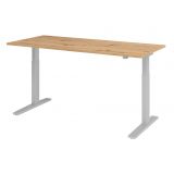 Steh-Sitz-Schreibtisch ECONOMY silver | elektrisch höhenverstellbar | B180 x T80 cm | Eiche Rustikal