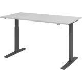 Sitz-Steh-Schreibtisch ECONOMY graphit | elektrisch höhenverstellbar | B160 x T80 cm | Lichtgrau