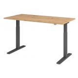 Sitz-Steh-Schreibtisch ECONOMY graphit | elektrisch höhenverstellbar | B160 x T80 cm | Eiche Rustika