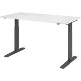 Sitz-Steh-Schreibtisch ECONOMY graphit | elektrisch h�henverstellbar | B160 x T80 cm | Wei� classic 
