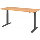 Sitz-Steh-Schreibtisch ECONOMY graphit | elektrisch h�henverstellbar | B180 x T80 cm | Buche