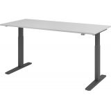 Sitz-Steh-Schreibtisch ECONOMY graphit | elektrisch höhenverstellbar | B180 x T80 cm | Lichtgrau