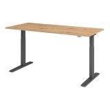 Sitz-Steh-Schreibtisch ECONOMY graphit | elektrisch höhenverstellbar | B180 x T80 cm | Eiche Rustika