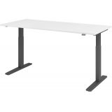 Sitz-Steh-Schreibtisch ECONOMY graphit | elektrisch höhenverstellbar | B180 x T80 cm | Weiß classic