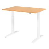 Sitz-Steh-Schreibtisch ECONOMY weiss | elektrisch höhenverstellbar | B120 x T80 cm | Buche