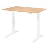 Sitz-Steh-Schreibtisch ECONOMY weiss | elektrisch höhenverstellbar | B120 x T80 cm | Eiche