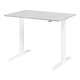 Sitz-Steh-Schreibtisch ECONOMY weiss | elektrisch höhenverstellbar | B120 x T80 cm | Lichtgrau