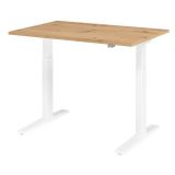 Sitz-Steh-Schreibtisch ECONOMY weiss | elektrisch höhenverstellbar | B120 x T80 cm | Eiche Rustikal