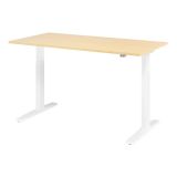 Sitz-Steh-Schreibtisch ECONOMY weiss | elektrisch h�henverstellbar | B160 x T80 cm | Ahorn