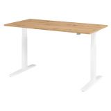 Sitz-Steh-Schreibtisch ECONOMY weiss | elektrisch h�henverstellbar | B160 x T80 cm | Eiche Rustikal