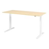 Sitz-Steh-Schreibtisch ECONOMY weiss | elektrisch h�henverstellbar | B180 x T80 cm | Ahorn 