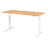 Sitz-Steh-Schreibtisch ECONOMY weiss | elektrisch h�henverstellbar | B180 x T80 cm | Buche