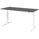 Sitz-Steh-Schreibtisch ECONOMY weiss | elektrisch h�henverstellbar | B180 x T80 cm | Graphit