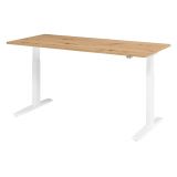 Sitz-Steh-Schreibtisch ECONOMY weiss | elektrisch h�henverstellbar | B180 x T80 cm | Eiche Rustikal