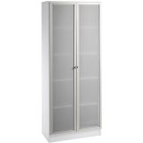 Glaschrank 5OH SOLID | 80 cm breit | Korpus Weiß classic | Front Milchglas