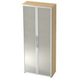 Glasschrank 5 Ordnerh�hen LIGHT | 80 cm breit | Ahorn/Milchglas