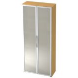 Glasschrank 5 Ordnerh�hen LIGHT | 80 cm breit | Buche/Milchglas