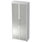 Glasschrank 5 Ordnerh�hen LIGHT | 80 cm breit | Wei� classic/Milchglas
