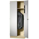 Garderobenschrank 5OH SOLID | 80 cm breit | Korpus Ahorn | Front Silber