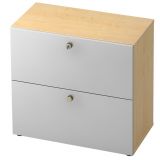 Hängeregisterschrank 2 Ordnerhöhen COMFORT | 80 cm breit | Dekor Ahorn/Silber