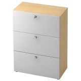 Hängeregisterschrank 3 Ordnerhöhen COMFORT | 80 cm breit | Dekor Ahorn/Silber