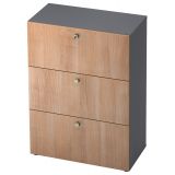 Hängeregisterschrank 3 Ordnerhöhen COMFORT | 80 cm breit | Dekor Graphit/Nussbaum hell