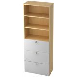 Hängeregisterschrank 6 Ordnerhöhen COMFORT | 80 cm breit | Dekor Ahorn/Silber