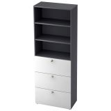 Hängeregisterschrank 6 Ordnerhöhen COMFORT | 80 cm breit | Dekor Graphit/Weiß classic