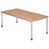 Schreibtisch HERA silver | 200 x 100 cm | Nussbaum hell