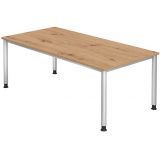 Schreibtisch HERA silver | 200 x 100 cm | Eiche Rustikal