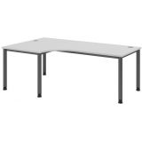 Schreibtisch Eckwinkelform HERA graphit | 200 x 120 cm | Lichtgrau