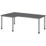 Schreibtisch Eckwinkelform HERA silver | 200 x 120 cm | Graphit