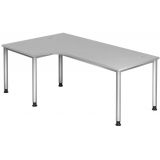 Schreibtisch Eckwinkelform HERA silver | 200 x 120 cm | Lichtgrau
