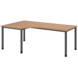 Schreibtisch Eckwinkelform HERA graphit | 200 x 120 cm | Nussbaum hell