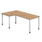 Schreibtisch Eckwinkelform HERA silver | 200 x 120 cm | Eiche Rustikal