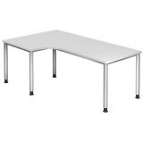 Schreibtisch Eckwinkelform HERA silver | 200 x 120 cm | Weiß classic