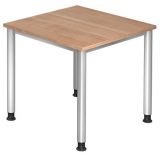 Schreibtisch HERA silver | 80 x 80 cm | Nussbaum hell