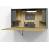 Wandschreibtisch klappbar | Mini Home Office Sektret�r | Eiche Rustikal/Graphit