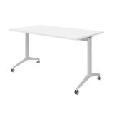 Klapptisch YPSILON | 140 x 80 cm | Weiß classic/Silber