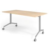 fahrbarer Klapptisch @classic | 160 x 80 cm | Y-Fu� Gestell silber | Platte Eiche