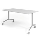 fahrbarer Klapptisch @classic | 160 x 80 cm | Y-Fu� Gestell silber | Platte Lichtgrau