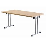 stapelbarer Klapptisch @classic | 160 x 80 cm | T-Fuß Gestell chrom | Platte Buche