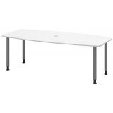 Konferenztisch PROFI mit Rundfüßen | 220 x 103 cm | Weiß classic/Graphit
