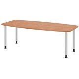 Konferenztisch PROFI mit Rundf��en | 220 x 103 cm | Nussbaum hell/Silber 