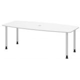 Konferenztisch PROFI mit Rundfüßen | 220 x 103 cm | Weiß classic/Silber