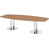 Konferenztisch PROFI mit S�ulenf��en | 280 x 130 cm | Nussbaum hell/Chrom